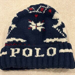 Polo Ralph Lauren Vintage 90s Ski Lambs Wool Snowflake Beanie Cap Hat One Size
